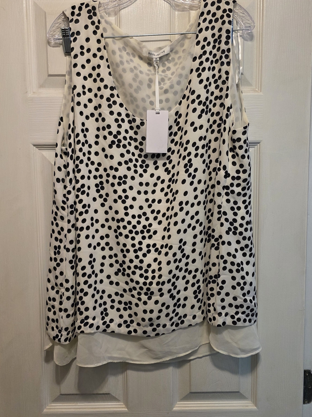 Rose & Olive 2x NWT Black and White Polka Dot Layered Tank